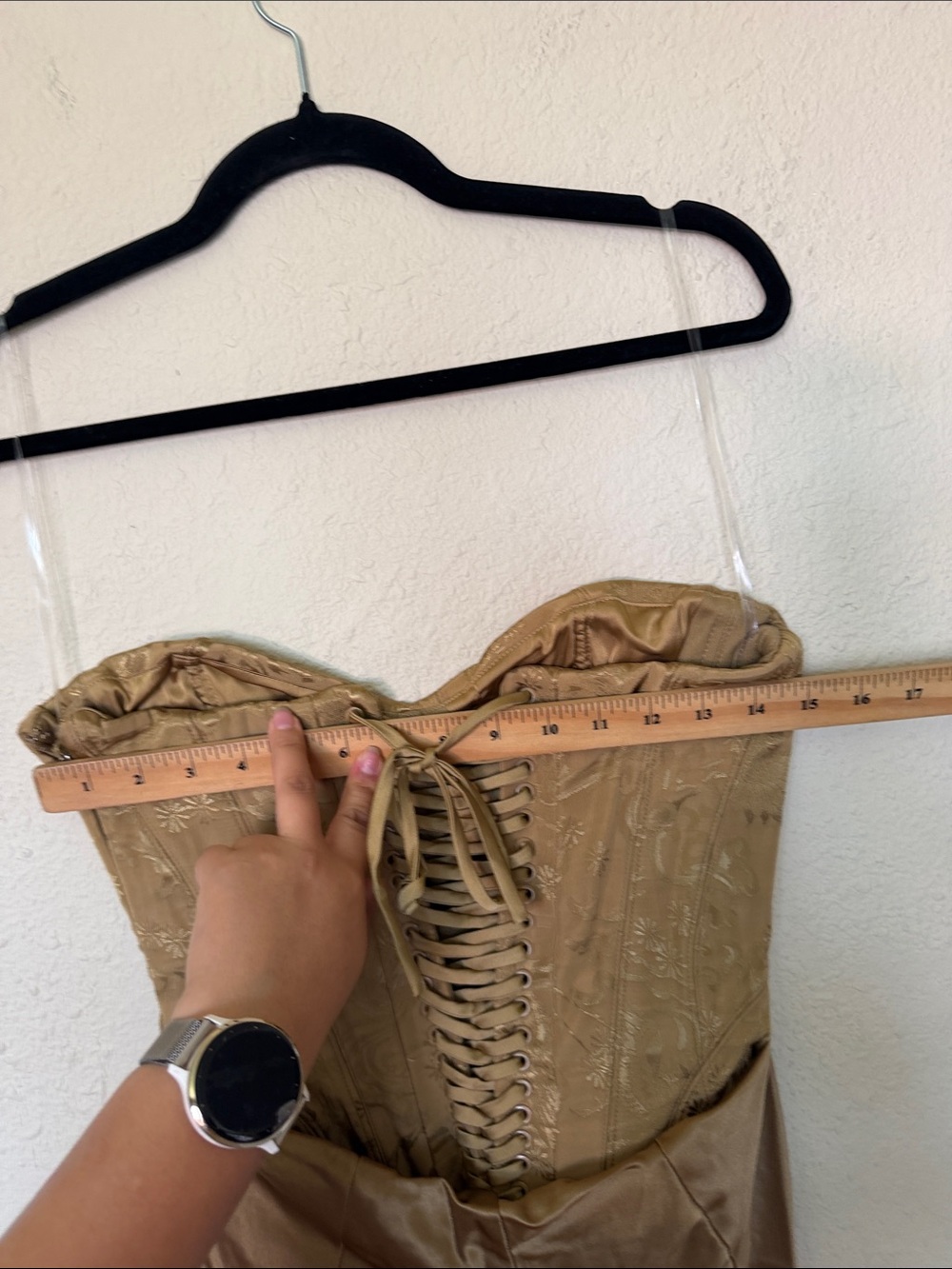 House of CB Aurelia bronze brocade satin Corset Maxi dress NWOT size S - Picture 13 of 14